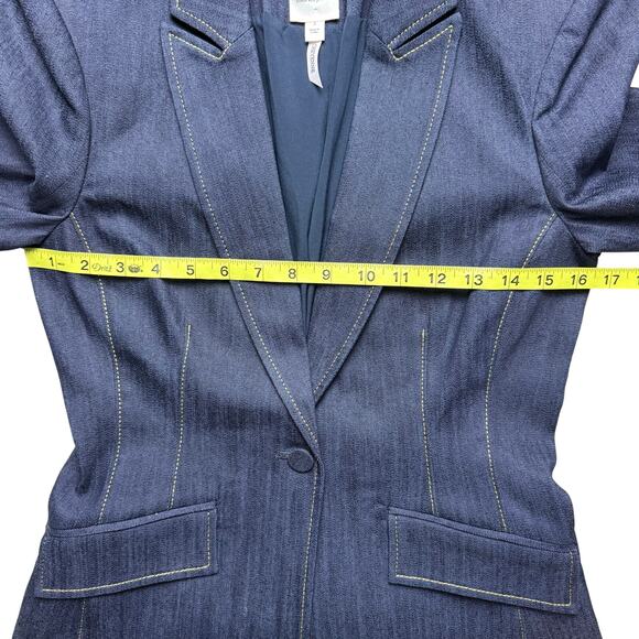 CINQ A SEPT Cheyenne Rhinestone Bow Denim Blazer - Picture 10 of 11